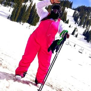 Pink Rainbow Stripe Overall Snow Pants main image 1